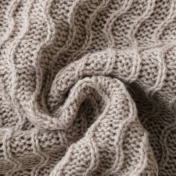 Mocha Brown Casual Womens Turtleneck Drop Shoulder Sweater - Picture 3 of 5